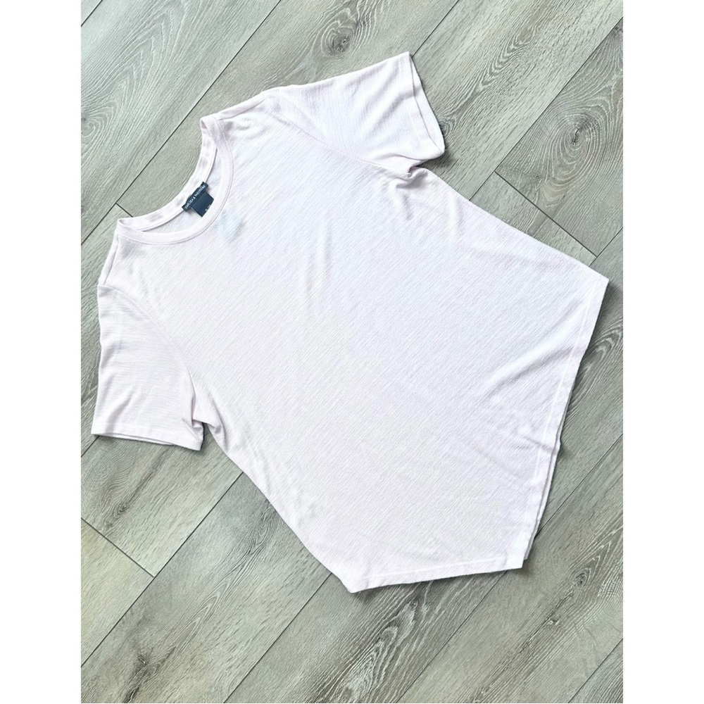 Chelsea & Theodore Asymmetrical Baby Pink Short Sleeve Knit Tee